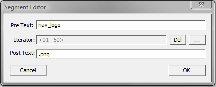 Screen capture of Image Surfer Pro's Segment Editor Dialog - Click to open user's manual for this feature