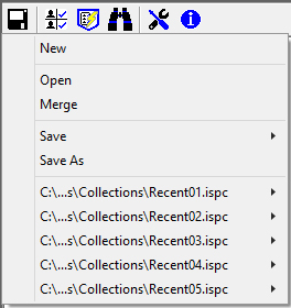 Drop down menu that appears when the File button is clicked
