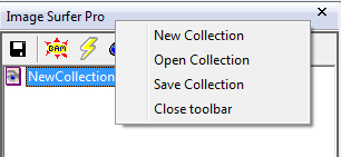 Screen capture of popup menu which appears when you right click the title bar of Image Surfer Pro