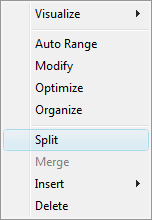Fusker collection view menu with Split highlighted