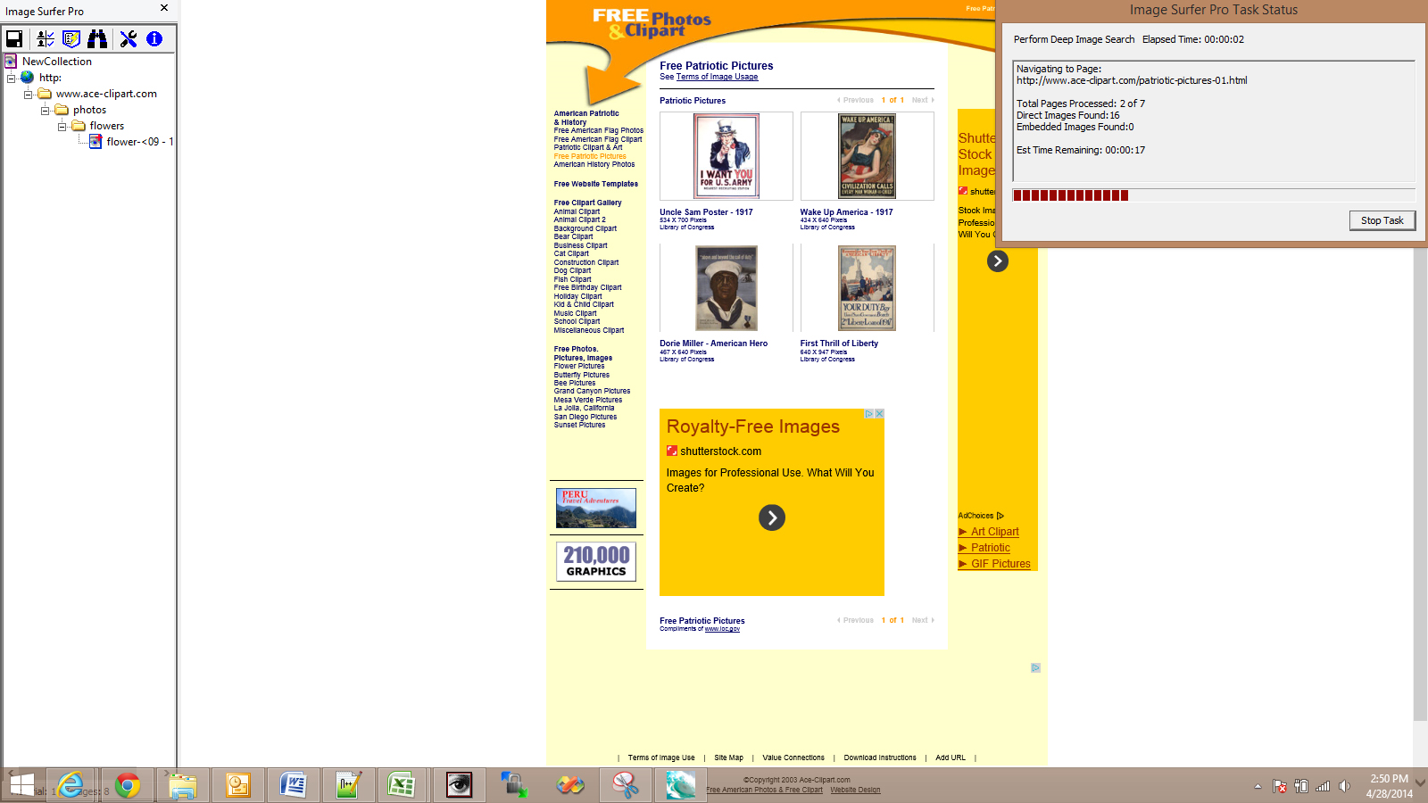 Screen capture with Directed Search in progress