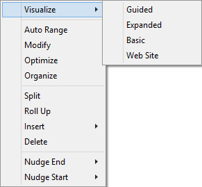 Screen capture of popup menu with Visualization submenu expanded