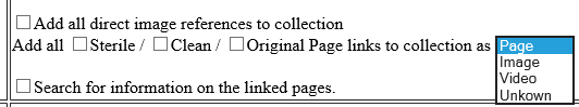 Cut out from an ISP Form which shows the add all select boxes and data type drop down menu at the top of the Image and Text tables