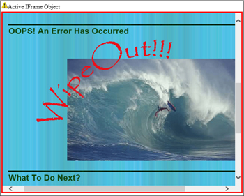 Screen capture of a IE display of 404 File Not Found response to a missing Page reference
