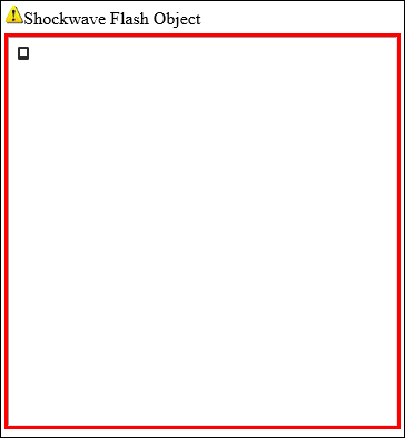 Screen capture of a IE display of missing or non shockwave flash file