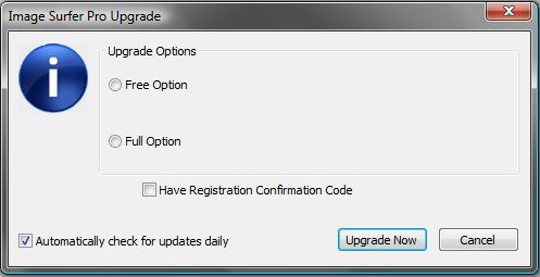 Generic Upgrade dialog showing user interface for getting a software upgrade.